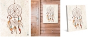 Creative Gallery Dreamcatcher with Feathers on Light Tan 36" x 24" Canvas Wall Art Print